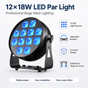 ไฟพาร์ LED PowerPar 12 กำลังสูง ใช้พลังงานจากแบตเตอรี่ 12x18W RGBWA+UV สำหรับเวทีและไฟดีเจ - Product Image 2