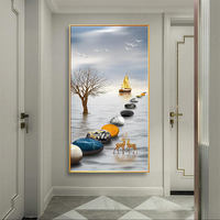 Tableau mural rectangulaire décoratif en toile à plumes noires nordiques, encadré en aluminium, pour salon et décoration intérieure
