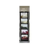 Étagères de magasin de luxe avec éclairage pour produits capillaires et de beauté, décorations de salon de coiffure