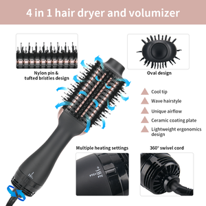 PRITECH 부정적인 이온 안티 frizz 분출 뜨거운 공기 브러시 세라믹 코팅 블로우 건조기 브러시 Volumizer 한 단계 헤어 드라이어 - Product Image 3