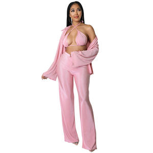 2022 Lounge Wear ensemble 3 pièces couleur unie grande taille ensemble pour dames produit à la mode 2022 femmes vêtements - Product Image 1