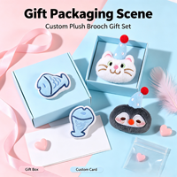 Broche en peluche mignonne de dessin animé (pingouin, poisson, chaton) pour accessoires de vêtements, écharpes et pinces à cheveux, fourniture en gros