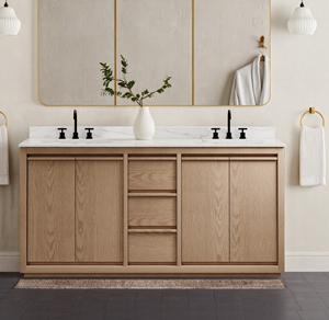 2025 New Arrival <b>Freestanding</b> Walnut <b>Bathroom</b> Vanity Set with Wooden Frame - Product Image 6