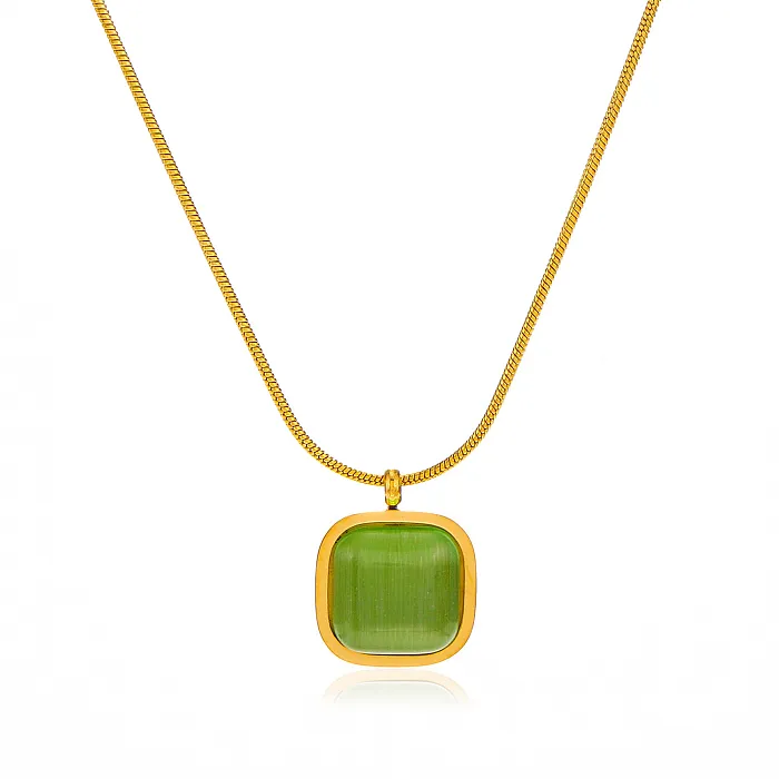 Square green necklace