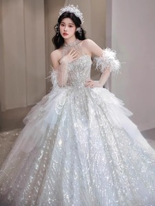 S0514Y 2026 Nuovo Abito da Sposa con Collo Halter Leggero, Stile <span class=keywords><strong>Haute</strong></span> <span class=keywords><strong>Couture</strong></span> di Alta Qualità, Vestito da Sposa con Strascico per Taglie Forti e Petite - Product Image 4