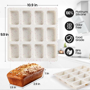 MUYULINS factory can customize 12-cup LFGB platinum-grade non-stick BPA-free silicone brownie cupcake tray muffin <b>cake</b> <b>tin</b> - Product Image 5