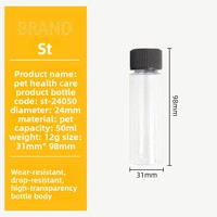 Flacon en plastique cylindrique à paroi épaisse et à large ouverture pour médicaments, 30/40/50/60 ml, transparent, pour emballage de capsules et pilules