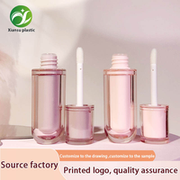 Tubes de brillant à lèvres de 5 ml vides avec logo personnalisé, flacons d'huile à lèvres à double compartiment, emballage avec bouchon à vis, outils de maquillage brillants