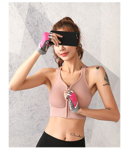 Custom ad alto supporto da donna senza soluzione di continuità Cross Beauty posteriore cerniera anteriore <span class=keywords><strong>BH</strong></span> Yoga sport reggiseno Crop Top per correre allenamento palestra <span class=keywords><strong>Fitness</strong></span> - Product Image 3