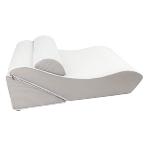 <b>Memory</b> <b>Foam</b> Lumbar Support Pillow 60cm X 30cm Ergonomic Triangular Bed Headboard <b>Cushion</b> Removable Washable Ivory White - Product Image 2