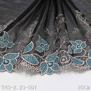 Dentelle brodée de 25cm, tissu en maille douce Polyester argent, dentelle brodée, <span class=keywords><strong>noir</strong></span>, de haute qualité, 1 pièce - Product Image 6