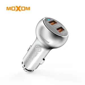 QC3.0 fast charger Met Micro Type C Kabel MOXOM 36W Dual USB Auto Lader snel opladen