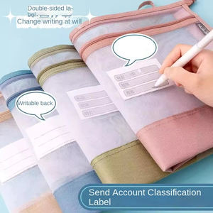 Bolsa de Archivo A5 de Cuero y Malla PP con Logotipo Personalizado, con Cierre Transparente para Guardar Documentos y Exámenes, Wen Youxing YB-002 - Product Image 3