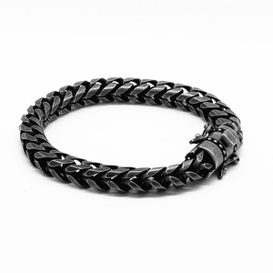 yunnique Unisex Black Oxidized <b>Titanium</b> Steel Bracelet Geometric <b>Chain</b> Magnetic Clasp Fashion Jewelry - Product Image 4