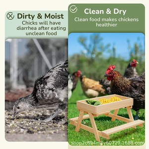 Comedero de madera para pollos, comedero de madera natural, color madera, suministro para mascotas al aire libre para pollos - Product Image 3