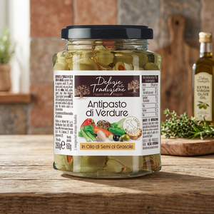 Delizie Tradizione Snack di Frutta e Verdura a Basso Contenuto di Sale 314 ml, Consistenza Semi-Morbida, Olio di Semi di Girasole, Confezione da 8 - Product Image 3
