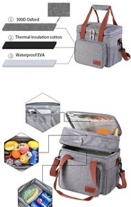Custom Large Capacity Multifunctional Leakproof Insulated Soft Adult Cooler <b>Bag</b> Double Deck <b>Lunch</b> <b>Box</b> Promotional Backpack - Product Image 4