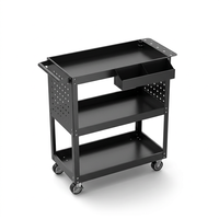 Armoire utilitaire robuste en acier à 3 niveaux avec tiroirs perforés, chariot de rangement roulant pour atelier, garage et entrepôt (OEM)