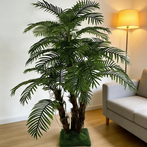 Petit palmier artificiel brun en forme de ventilateur, <span class=keywords><strong>plante</strong></span> verte artificielle pour intérieur, salon, hôtel, décoration de 2 m, pot de <span class=keywords><strong>plante</strong></span> pour bureau - Product Image 1
