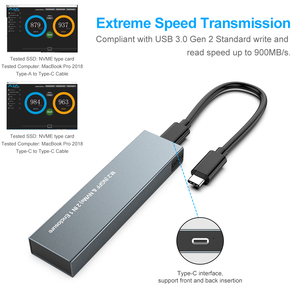 Adaptateur de boîtier SSD M.<span class=keywords><strong>2</strong></span> <span class=keywords><strong>NVME</strong></span> et SATA sans outil, double protocole USB 3.1 Gen <span class=keywords><strong>2</strong></span> 10 Gbps <span class=keywords><strong>NVME</strong></span> PCIe 6 Gbps SATA NGFF M-Key (clé B+M) - Product Image 3