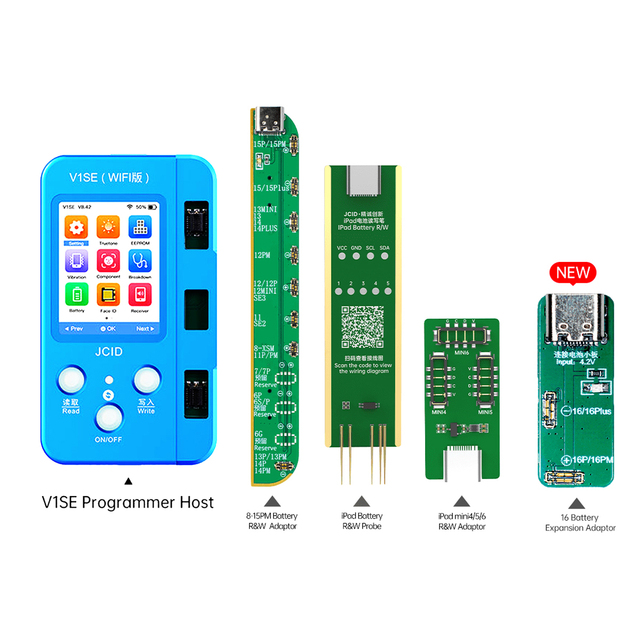 JC V1SE WIFI Version Programmer With Testing Board for iPhone 8 X XS 11 12 13 14 15 16 Pro Max Battery test for ipad Mini 4/5/6