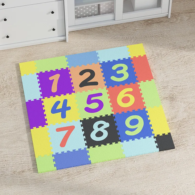Lifttop bébé mousse verrouillage enfants sol Puzzle carreaux colorés jouet 9 numéro EVA tapis de jeu