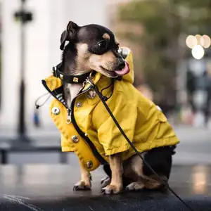 ペット犬服レインコート英国風アウトドアジャケット5XLビッグドッグストライプライニング犬ポンチョ防風・防雨