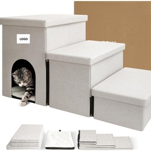 Escabeau pliable pour animaux de compagnie, pour petits chiens et chats, avec rangement pour lit et canapé, rampe portable avec espace de rangement, marches pour animaux de compagnie - Product Image 5