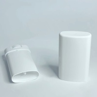 Flacon de déodorant en plastique PP blanc 75g, forme ovale avec bouchon à vis et décalcomanie pour emballage de rouge à lèvres et cosmétiques