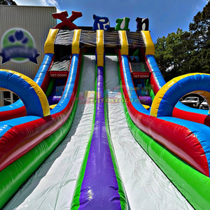 Dual lane giant outdoor party jumpers X run mega challenge inflatable dry <b>slide</b> for kids - Product Image 5