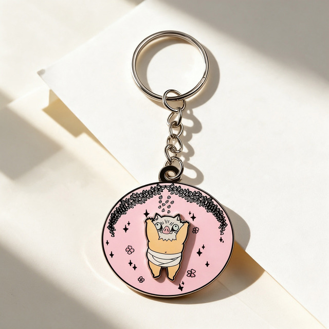 Custom logo Rotatable Metal Rotating Cute Bear Round Shape Soft Enamel Spinning Bag Charms Carabiner Keychain