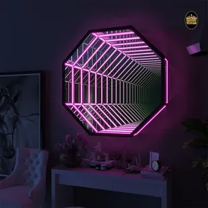 Nordic Atmosphere Sechseck-Wandlampe Mehrschichtig magischer 3D-LED Tanzfläche volle Länge Körper Salon modernes Glas Design-Spiegel-Spiegel