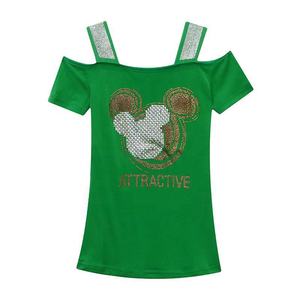 T-shirt da donna con stampa di strass con paillettes lucide con stampa di fragola t-shirt a maglia sottile da discoteca a maniche corte t-shirt da festa - Product Image 6