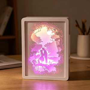 Lámpara LED Decorativa de Regalo, Caja de Luz 3D con Diseño de Papel Tallado, Caja de Luz con Diseño Chino, Caja de Sombra Iluminada con Paisaje Natural, Patrón Creativo - Product Image 4