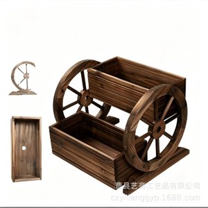 Support à fleurs en bois avec trou de drainage pour plantation en jardin, style rétro, utilisation extérieure - Product Image 5