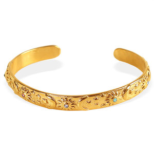 Custom Luxury 316L Stainless Steel 14k 18k Pvd Gold Plated Fashion <b>Bracelet</b> & <b>Bangles</b> Celestial Open <b>Bangle</b> <b>Bracelet</b> for Women - Product Image 5