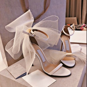 Detachable Bow Luxury Bride Wedding Shoes Stilettos Sexy White <b>Big</b> Bow Heels for Ladies - Product Image 1