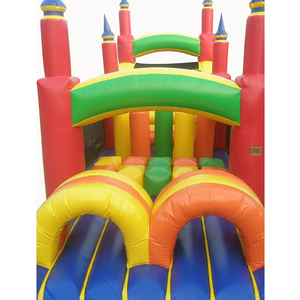 Carrera de obstáculos inflable arcoíris de nuevo diseño comercial con tobogán y soplador de aire - Product Image 3