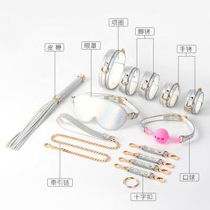 SM kit de bondage en cuir, accessoire de flirt BDSM, boule de bouche érotique, menottes Laser, jouets sexuels, ensemble de 8 pièces - Product Image 3