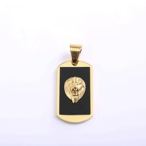 Stainless Steel Lion Pendant Necklace Black Enamel Gold Tone <b>Dog</b> <b>Tag</b> <b>For</b> <b>Men</b> Women Gift Jewelry - Product Image 4