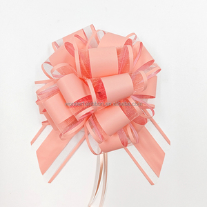 Magnifique nœud en organza uni avec pompon, ruban à tirer pour décoration de Noël ou de mariage - Product Image 2