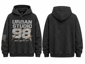Sweat à capuche personnalisé sérigraphié 450 GSM en molleton brossé épais, lavage garment wash, streetwear, vêtement graphique - Product Image 3