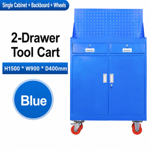 Carrello Portautensili Professionale in Metallo con 5 Cassetti e 1 Porta, Armadio Mobile in Acciaio Laminato <span class=keywords><strong>a</strong></span> Freddo con Pannello Posteriore per Officina - Product Image 4