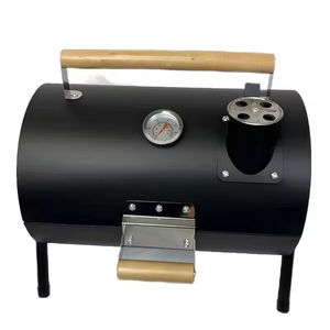 Gril à charbon <span class=keywords><strong>de</strong></span> bois moderne et compact <span class=keywords><strong>de</strong></span> qualité supérieure avec thermomètre en fer et manche en métal et bois pour les pique-niques et le camping - Product Image 1