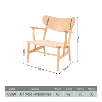 Mobilier de loisirs moderne nordique accoudoir chaise en bois cadre en bois massif siège en rotin pour salon chaise longue