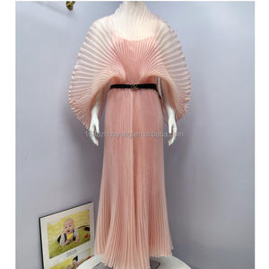 Miyake nuovo Design plissettato abiti <span class=keywords><strong>da</strong></span> <span class=keywords><strong>sera</strong></span> <span class=keywords><strong>da</strong></span> donna Casual taglie forti ragazze Sexy abiti trasparenti in Organza - Product Image 5