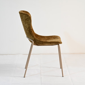 Chaises ergonomiques en velours à pieds métalliques, style scandinave moderne et minimaliste, vente en gros directe d'usine, pour cuisine, restaurant, table à manger - Product Image 3
