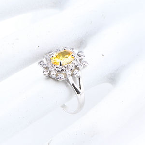 Conjuntos de joyería de plata de ley 925 de topacio amarillo para mujer, Boda nupcial, pendientes de circón blanco, anillo, pulsera, colgante, collar, conjunto - Product Image 6