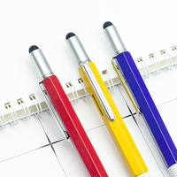 Stylo multifonction rotatif de luxe 6-en-1 en métal avec niveau, tournevis, règle métallique, logo personnalisable, largeur d'écriture 1,0 mm
