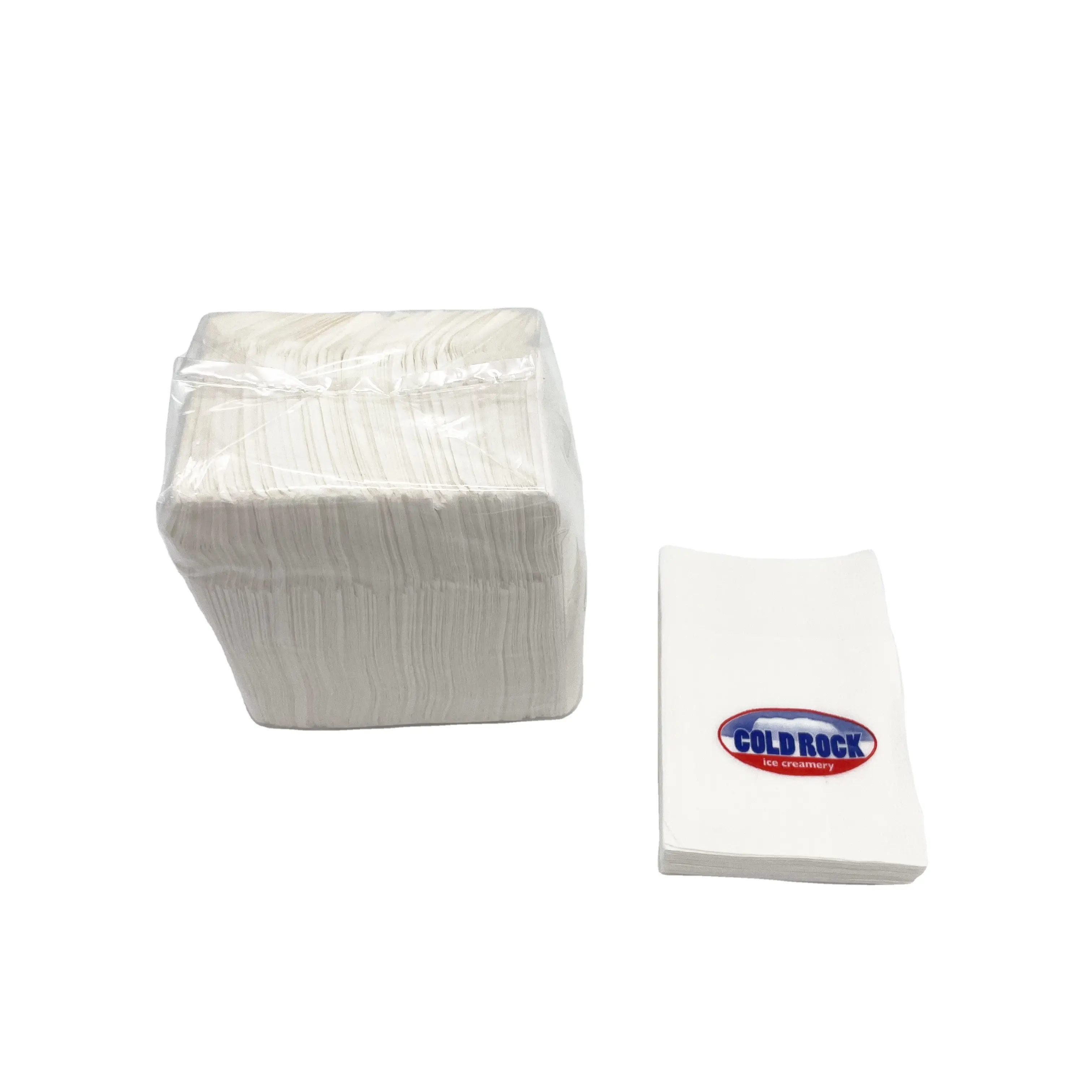 Softy Ice Cream Tissue Prefolde Napkins Food Takeaway Napkin With Logo Custom Printed Disposable Restaurant Table Pepar 19Gsm